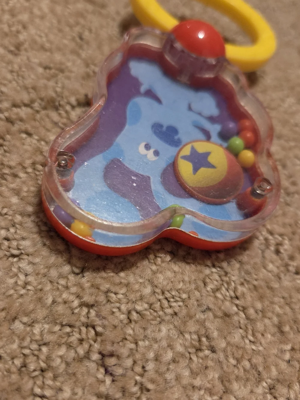 Blue's Clues Original Vintage 2002 Blue Dog Baby Toy Rattle With Yellow Handle